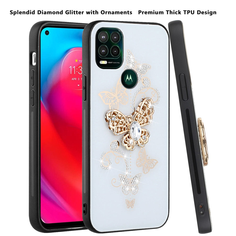 For Motorola Moto G Pure 3D Diamond Bling Sparkly Glitter Ornaments Engraving Hybrid Armor Rugged Metal Fashion Phone Case Cover