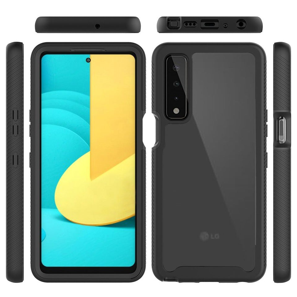 For Samsung Galaxy A73 5G Clear Dual Layer Rugged Bumper Frame Heavy Duty Hybrid Shockproof Rubber TPU Defender Black Phone Case Cover