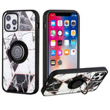 For Apple iPhone SE 2022 /SE 2020/8/7 Unique Marble Design with Magnetic Ring Kickstand Holder Hybrid TPU Shockproof  Phone Case Cover