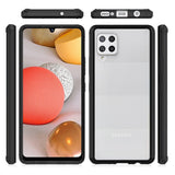 For Samsung Galaxy A73 5G Hybrid Slim Crystal Clear Transparent Shock-Absorption Bumper with TPU + Hard PC Back Frame Black Phone Case Cover