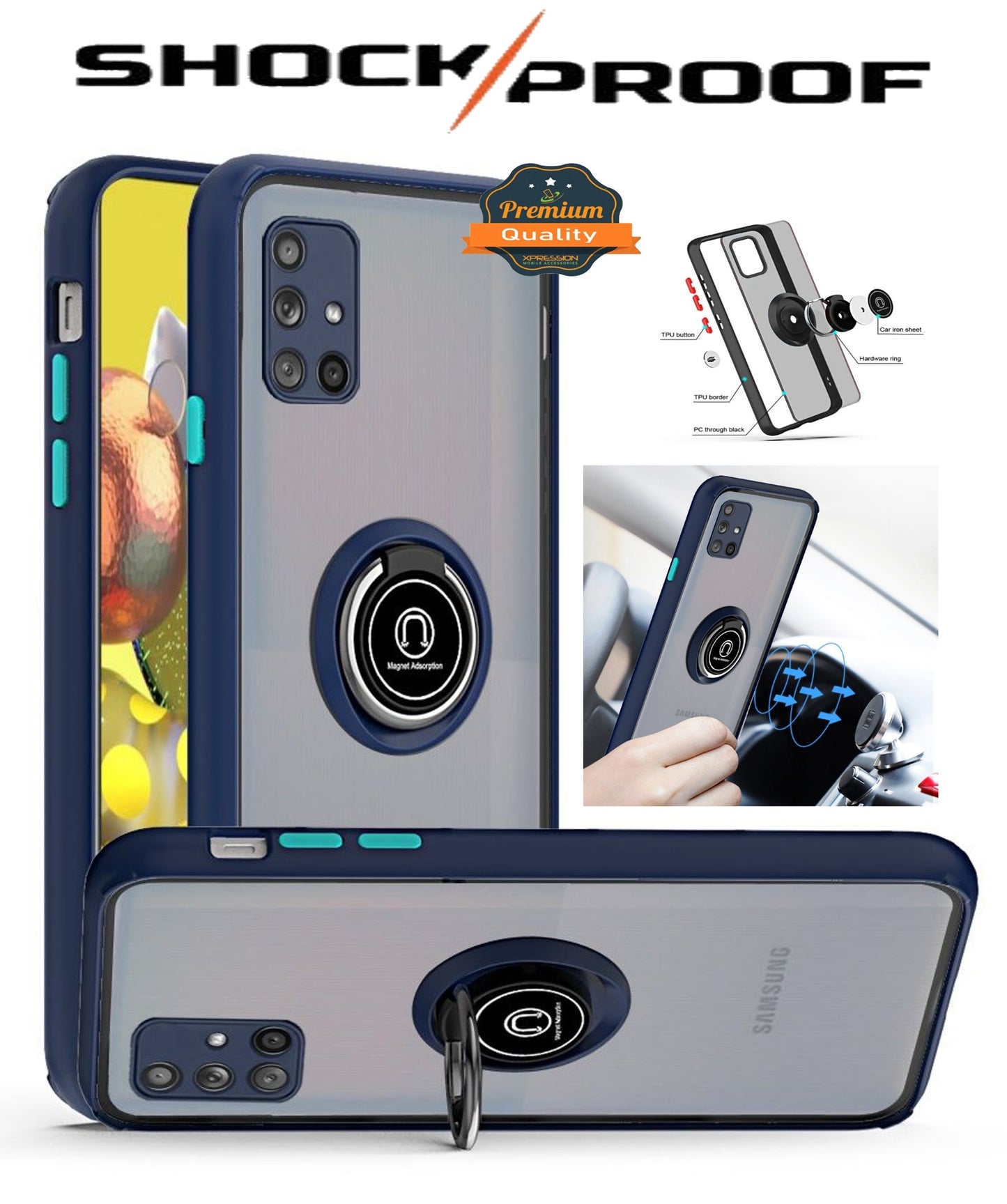 For Samsung Galaxy S9 /S9 Plus Hybrid PC and TPU Shockproof with 360° Rotation Ring Magnetic Metal Stand & Covered Camera Phone Case Cover