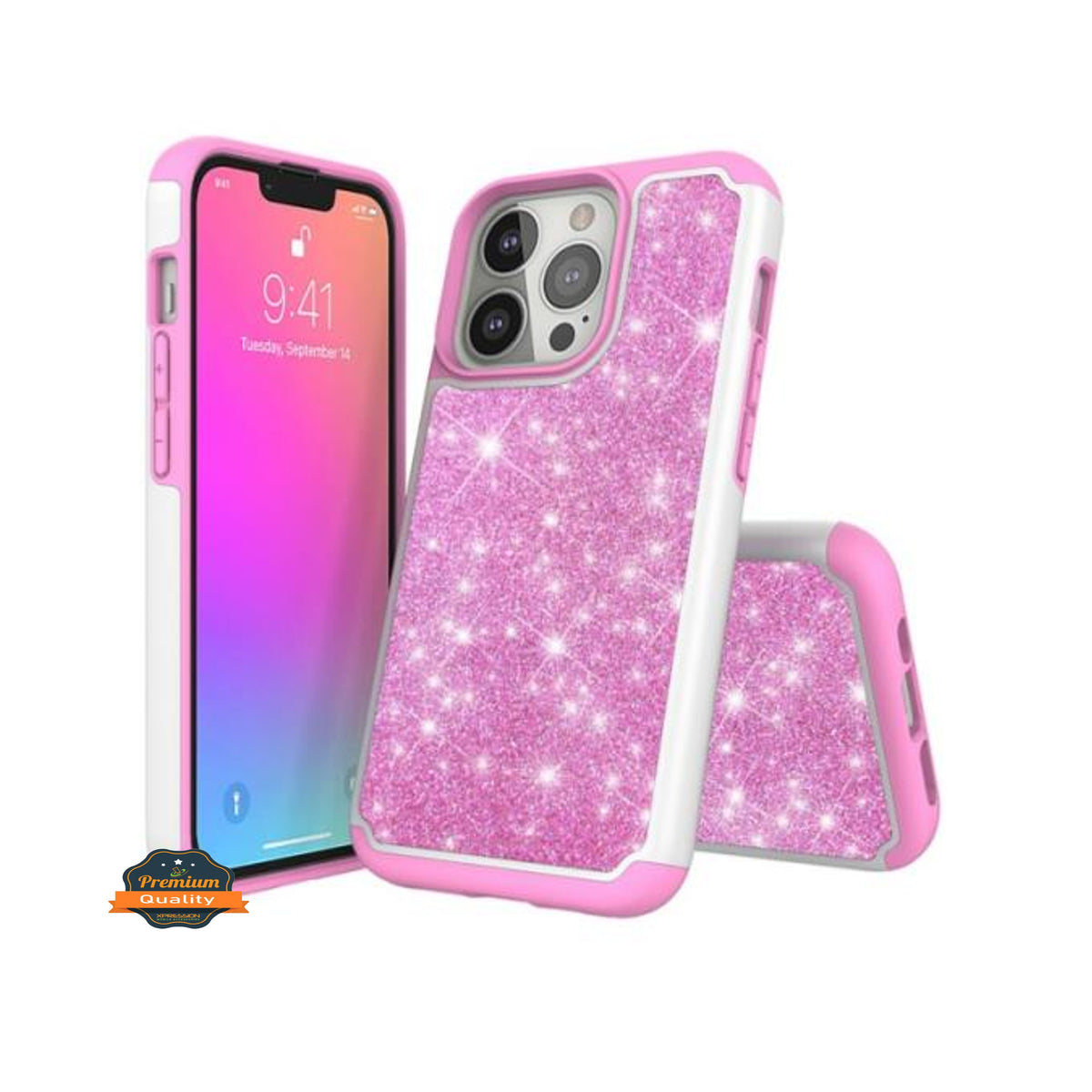 For Apple iPhone 13 /Mini Glitter Bling Sparkling Shiny Shockproof Heavy Duty Hybrid Dual-Layer TPU + PC Sturdy High Impact Phone Case Cover
