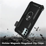 For Samsung Galaxy A13 4G Hybrid Rugged with Belt Clip Holster & Ring Stand Holder Fit with Magnetic Car Mount Shockproof Black Phone Case Cover