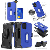 For Samsung Galaxy A13 5G Armor Belt Clip with Credit Card Holder ID Slot, Holster, Kickstand Protective Full Body Heavy Duty Hybrid  Phone Case Cover