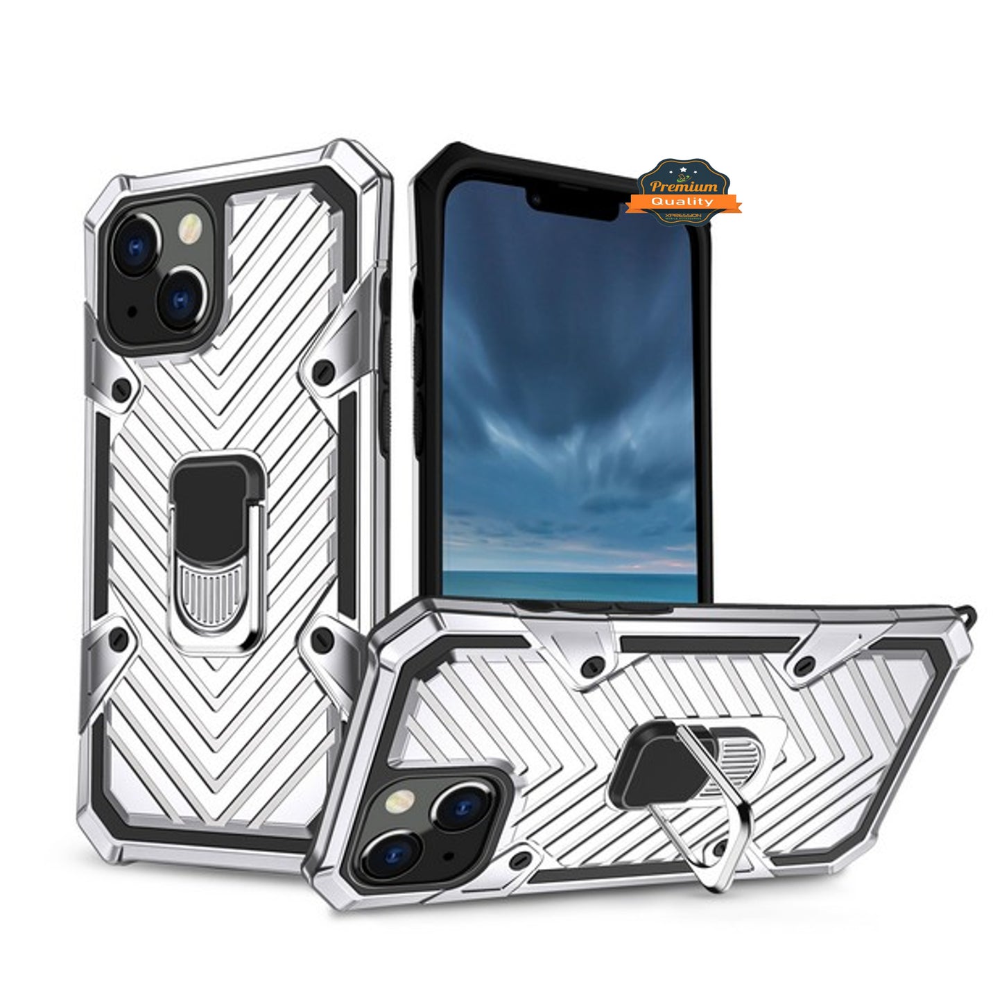 For Apple iPhone 13 (6.1") Stand Ring Holder Finger Loop with Magnetic Grip Kickstand Hybrid Shockproof Armor Hard Phone Case Cover