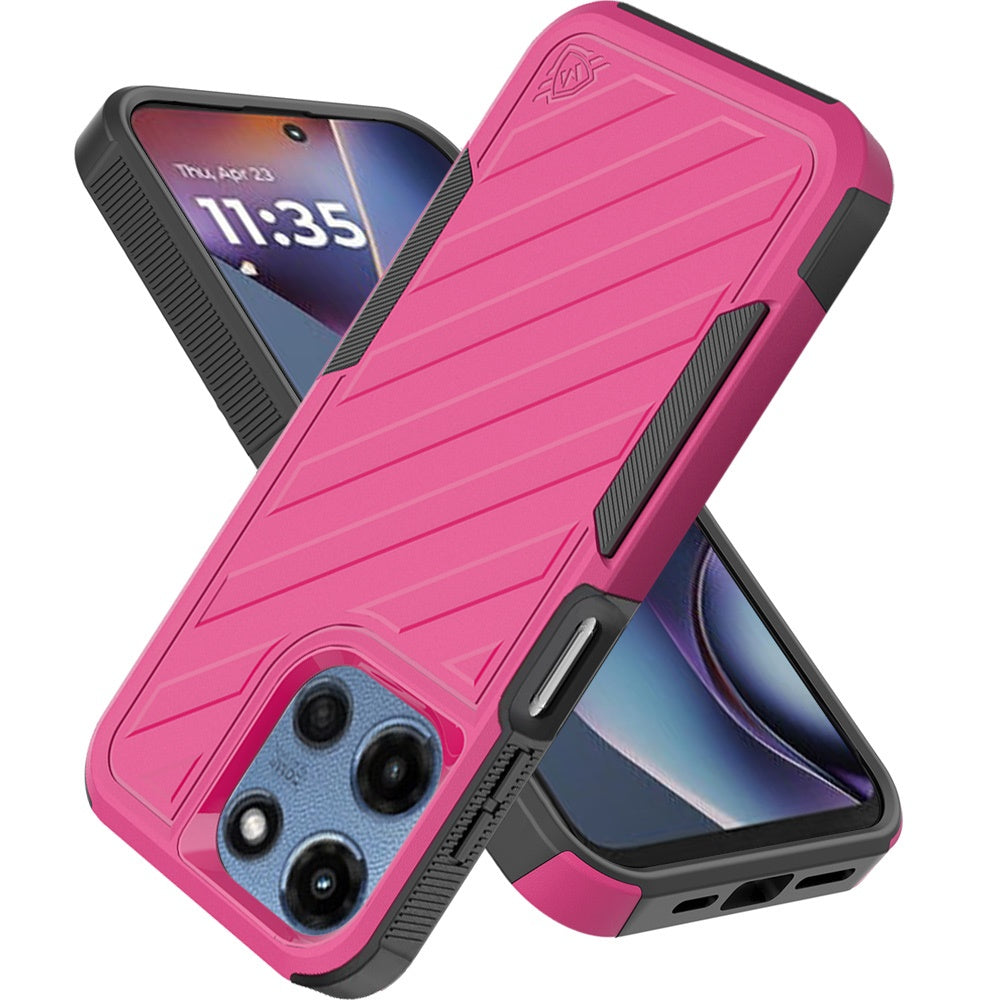 For Motorola Moto G 5G 2025 Hybrid lined shockproof dual layer Rugged 2in1 Hard PC & Silicone TPU Non Slip Textured Tough Armor Case Cover
