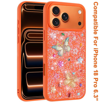 Phone Case for Apple iPhone 18 Pro 3D Butterfly Diamond Bling Glitter Shockproof Stylish Protective Luxury Hybrid Sparkly Durable Grip Design Cover