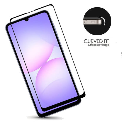 For Samsung Galaxy A07 Tempered Glass Screen Protector, Black Edge HD Clear, Scratch Resistant, Anti-Fingerprint, Easy Install, 9H Hardness Protector Black