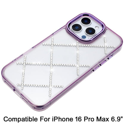 Phone Case for Apple iPhone 16 Pro Max Gem Glitter Diamond Transparent Hard TPU Hybrid Shockproof Protective Colorful Durable Anti Scratch Grip Cover