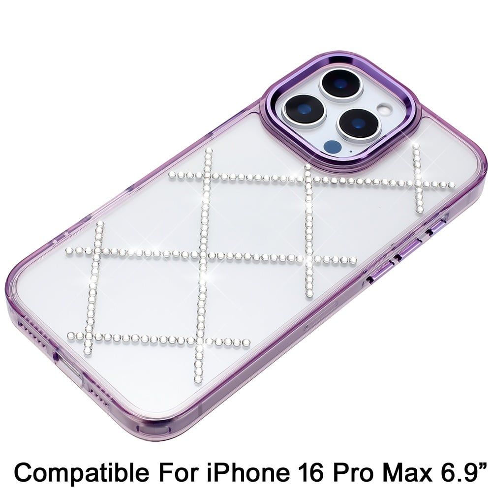 Phone Case for Apple iPhone 16 Pro Max Gem Glitter Diamond Transparent Hard TPU Hybrid Shockproof Protective Colorful Durable Anti Scratch Grip Cover