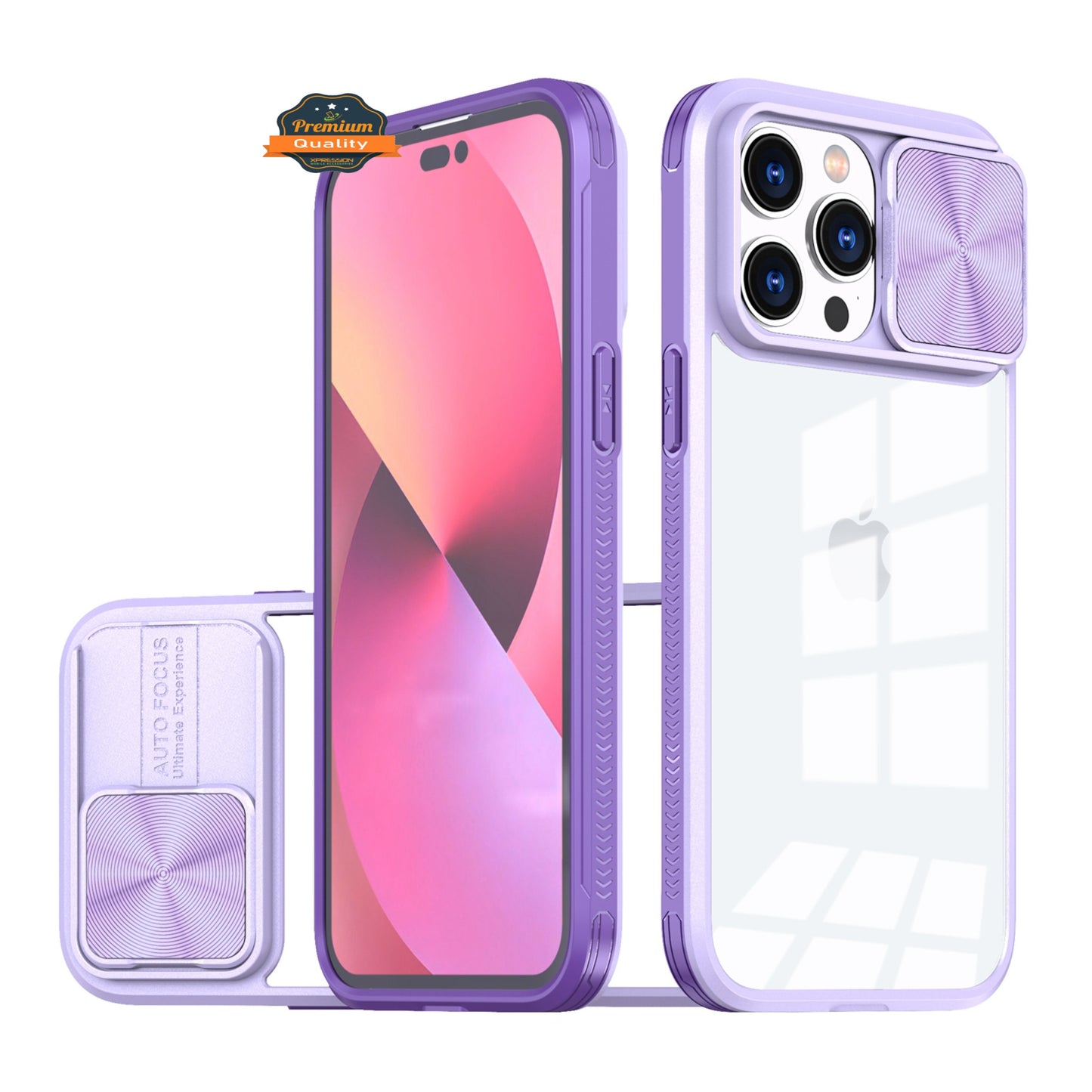For Apple iPhone 16 Pro (6.3") Slide Camera Cover Lens protector Anti-Scratch Shockproof Clear Back and Color Frame Bumper Case Cover