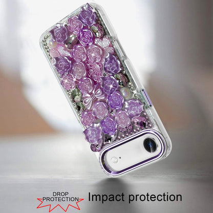 For Apple iPhone 17 Air (6.6") Muti-Color Floral Fashion Bling Crystal 3D Full Diamonds Stones Sparkle Rhinestone Glitter Hybrid Case Cover