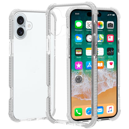 For Apple iPhone 16e Hybrid Transparent Acrylic Rubber Gummy Hard PC Silicone TPU Color Bumper Frame Shockproof Case Cover