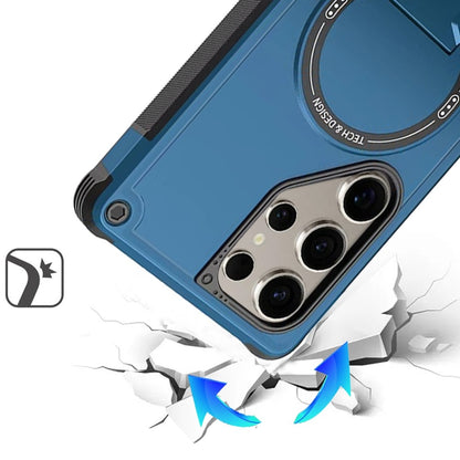 Phone Case for Samsung Galaxy S24 Ultra Magnetic Kickstand Rugged Shockproof Armor Grip Anti Slip Heavy Duty Protective Matte Stand Hybrid Cover Blue