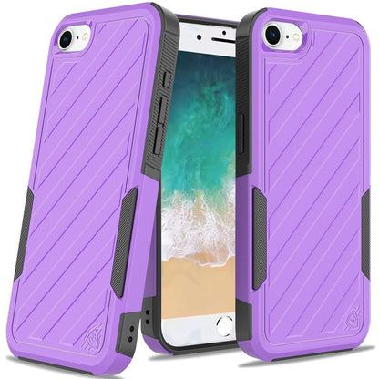 For Apple iPhone 17E /16E Premium Hybrid Rugged lined Shockproof Textured 2-in-1 Non-Slip Hard PC & TPU Non Slip Tough Case Cover