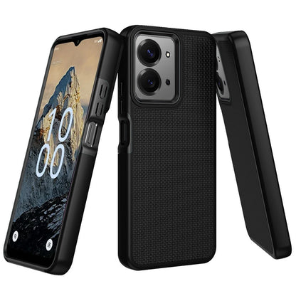 Phone Case for Boost Celero 5G Velocity Textured Dotted Hybrid Dual Layers Rugged TPU Shock Absorbing Reinforced Bumper Non Slip Grip Cover