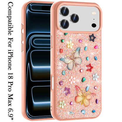 Phone Case for Apple iPhone 18 Pro Max 3D Butterfly Diamond Bling Glitter Shockproof Stylish Protective Luxury Hybrid Sparkly Durable Grip Design Cover