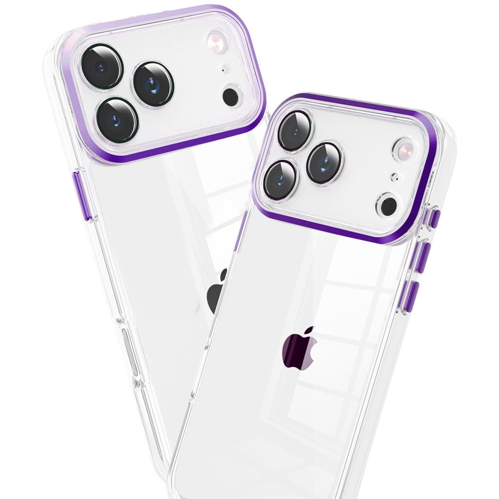 Transparent Clear Hybrid Metal Button Camera Guard Shockproof Gummy TPU Slim Protective Grip
