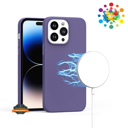 For Apple iPhone 15 Pro Max MagSafe Compatible Original Invisible Circle PU Leather Hybrid with Colored Metal Buttons Case Cover