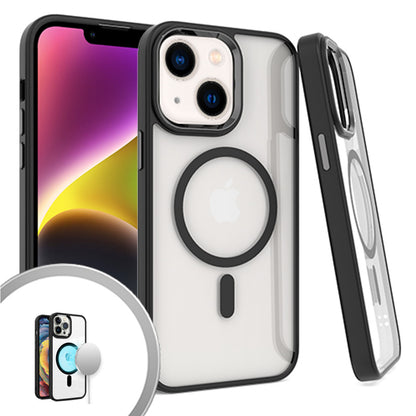 For Samsung Galaxy A16 5G Transparent Slim Hybrid Frame Bumper Magnetic Case, Compatible with MagSafe Case Cover Black
