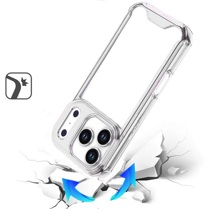 For Apple iPhone 17 Pro Max Clear Colored Shockproof Transparent Hard PC + Rubber TPU Hybrid Bumper Shell Slim Protective Case Cover Clear