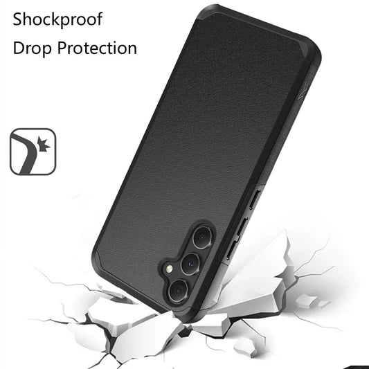 Phone Case for Samsung Galaxy A15 5G Rugged Shockproof Heavy Duty Hybrid Armor Anti Slip Durable Grip Dual Layer Protective Hard Shell Cover Black