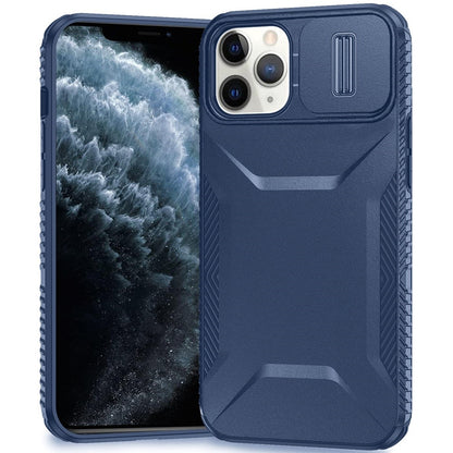 For Apple iPhone 11 Pro Max Slim Fit Shockproof Hybrid with Slide Camera Window Covering, Rugged Tpu Silicone Hard PC Bumper Case Cover Dark Blue