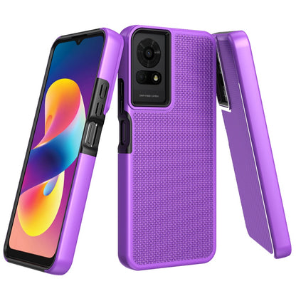 For TCL 50 LE Dual Layer Heavy-Duty Hybrid Rugged Case Rugged Texturized TPU & PC Shockproof Silicone Military Grade Case Cover Purple