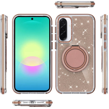 Phone Case for Samsung Galaxy A27 Magnetic Hybrid 360 Rotating Ring Kickstand Tough Hard PC Soft TPU Glitz Shimmer Glitter Shock Absorbing Cover