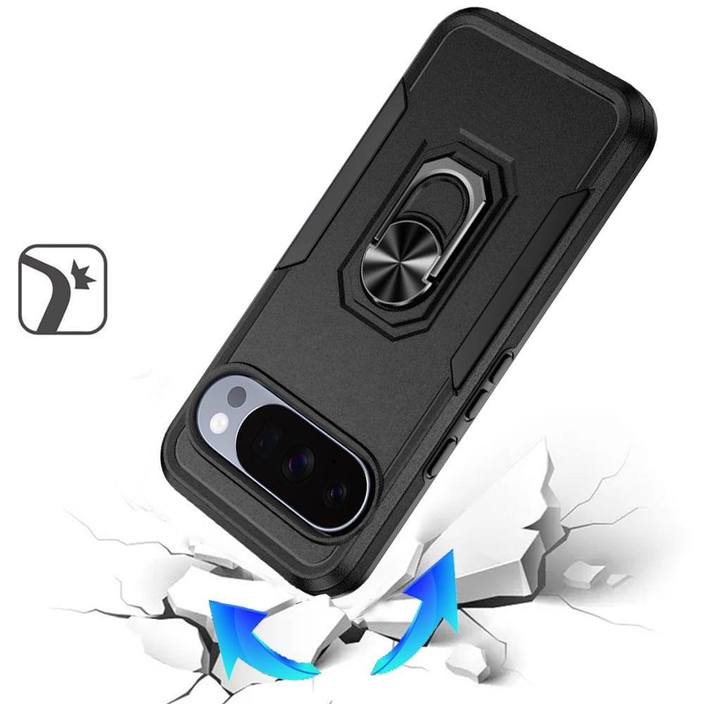 Phone Case for Google Pixel 11 Pro XL Tough Hybrid Ring Stand Shockproof Rugged Grip Impact Resistant Hybrid Kickstand Heavy Duty Durable Cover