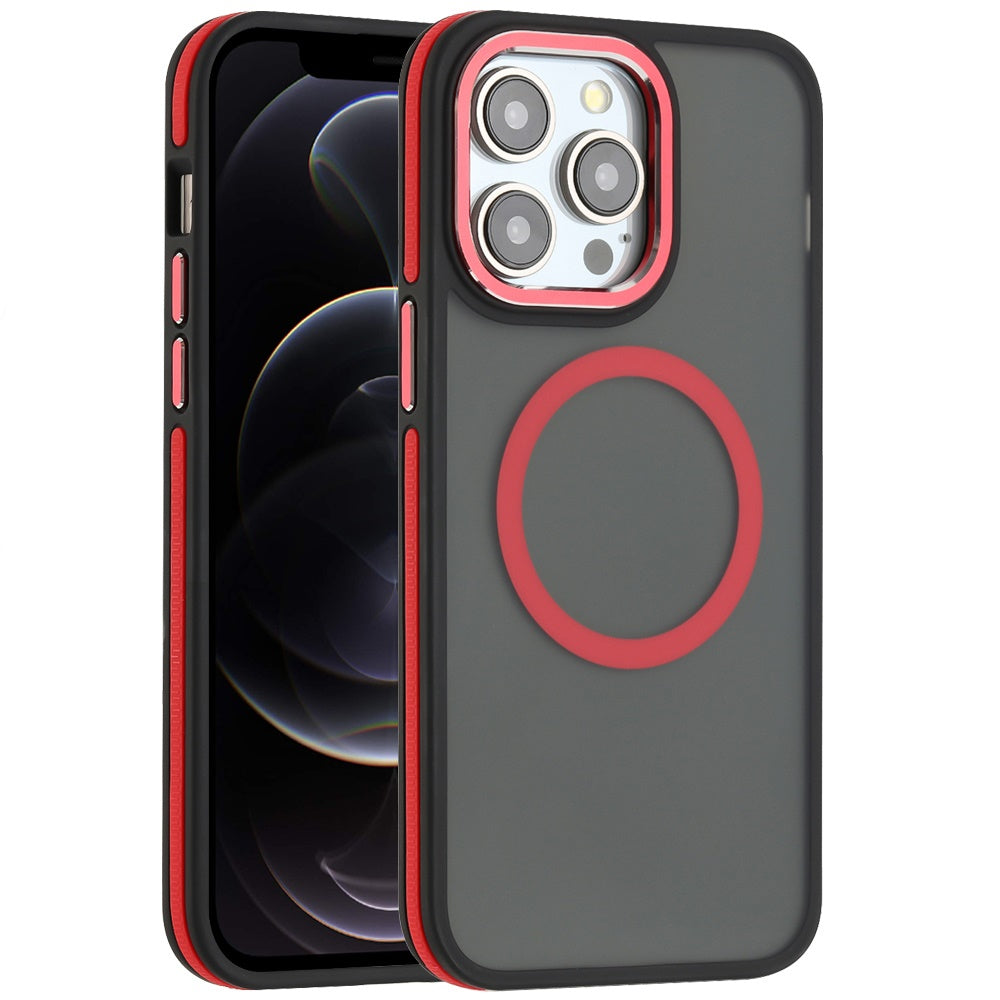 For Apple iPhone 16 Pro Max (6.9") Frosted Translucent Back Hybrid with Magnetic Circle MagSafe Compatible, Military Grade Shockproof Case Cover