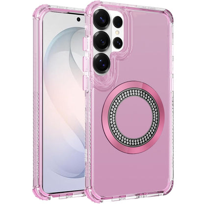 Phone Case for Samsung Galaxy S26 Ultra Magnetic Circle Bling Chrome Hybrid Shockproof Protective Grip 3in1 Durable Stylish Crystal Frame Cover