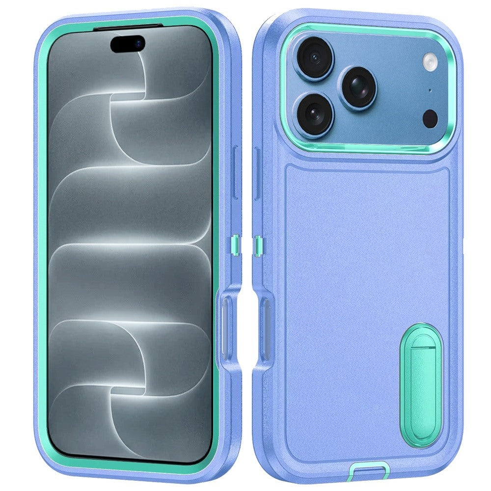 Phone Case for Apple iPhone 18 Pro/ iPhone 17 Pro 3in1 Tough Rugged Kickstand Shockproof Armor Grip Heavy Duty Drop Resistant Protective Hybrid Cover Blue