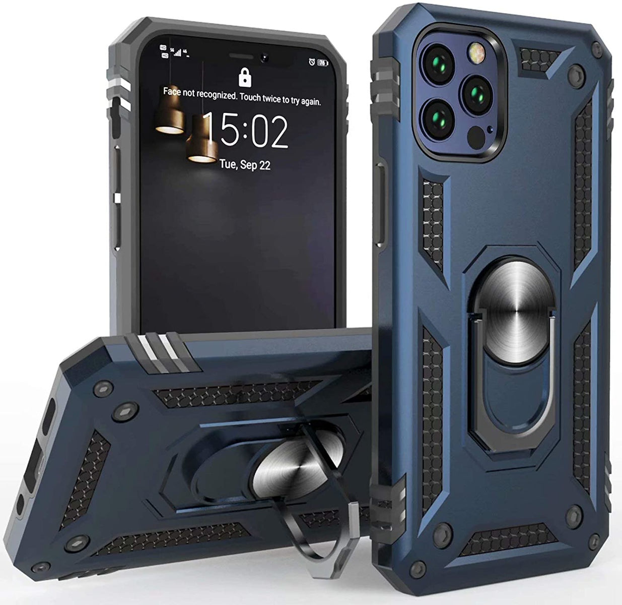 For Apple iPhone 17 Pro Max Shockproof Hybrid Dual Layer PC + TPU with Metal Ring Kickstand Heavy Duty Armor Shell Case Cover