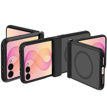 Phone Case for Samsung Galaxy Z Flip 8 Premium Matte Magnetic Foldable Hybrid Central Axis Hinge Protection Shock Absorbing TPU Slim Fit Hard PC Cover