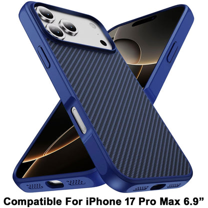 For Apple iPhone 17 Pro Max (6.9") Carbon Fiber Design with Magnetic HQ 2.0mm Thick Hybrid Shockproof Rubber Hard PC Case Cover