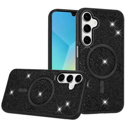 For Samsung Galaxy A16 5G Sparkly Diamond Bling Case Rhinestone Skin Hybrid with Magnetic Circle, MagSafe Compatible Case Cover