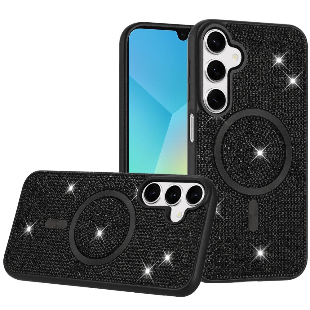 For Samsung Galaxy A36 Sparkly Diamond Bling Case Rhinestone Skin Hybrid with Magnetic Circle, MagSafe Compatible Case Cover
