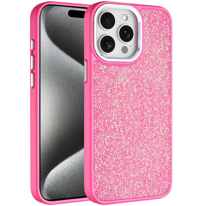 For Apple iPhone 15 Pro Max Crystal Sparkle Diamond Glass Full Mini Glitter Bling Frame TPU Hybrid Protective Case Cover