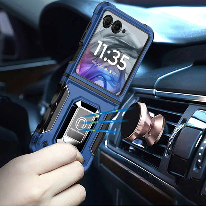 For Samsung Galaxy Z Flip 7 FE Hybrid Stand Magnetic Ring Holder Kickstand Heavy Duty Rugged Drop Silicone & Hard PC Shockproof Case Cover