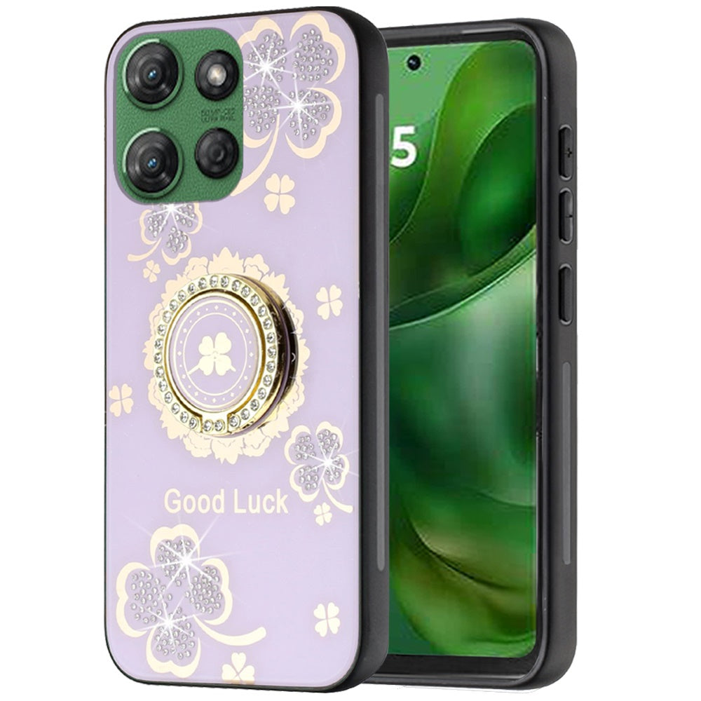 For Motorola Moto G Stylus 5G 2025 Diamonds 3D Fashion Bling Sparkly Glitter Ornaments Engraving Hybrid with Ring Stand Case Cover