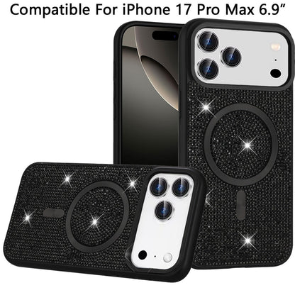 Phone Case for Apple iPhone 17 Pro Max Magnetic Bling Diamond Sparkle Hybrid Shockproof Rugged Grip Durable Protection Anti-Slip Armor Design Cover