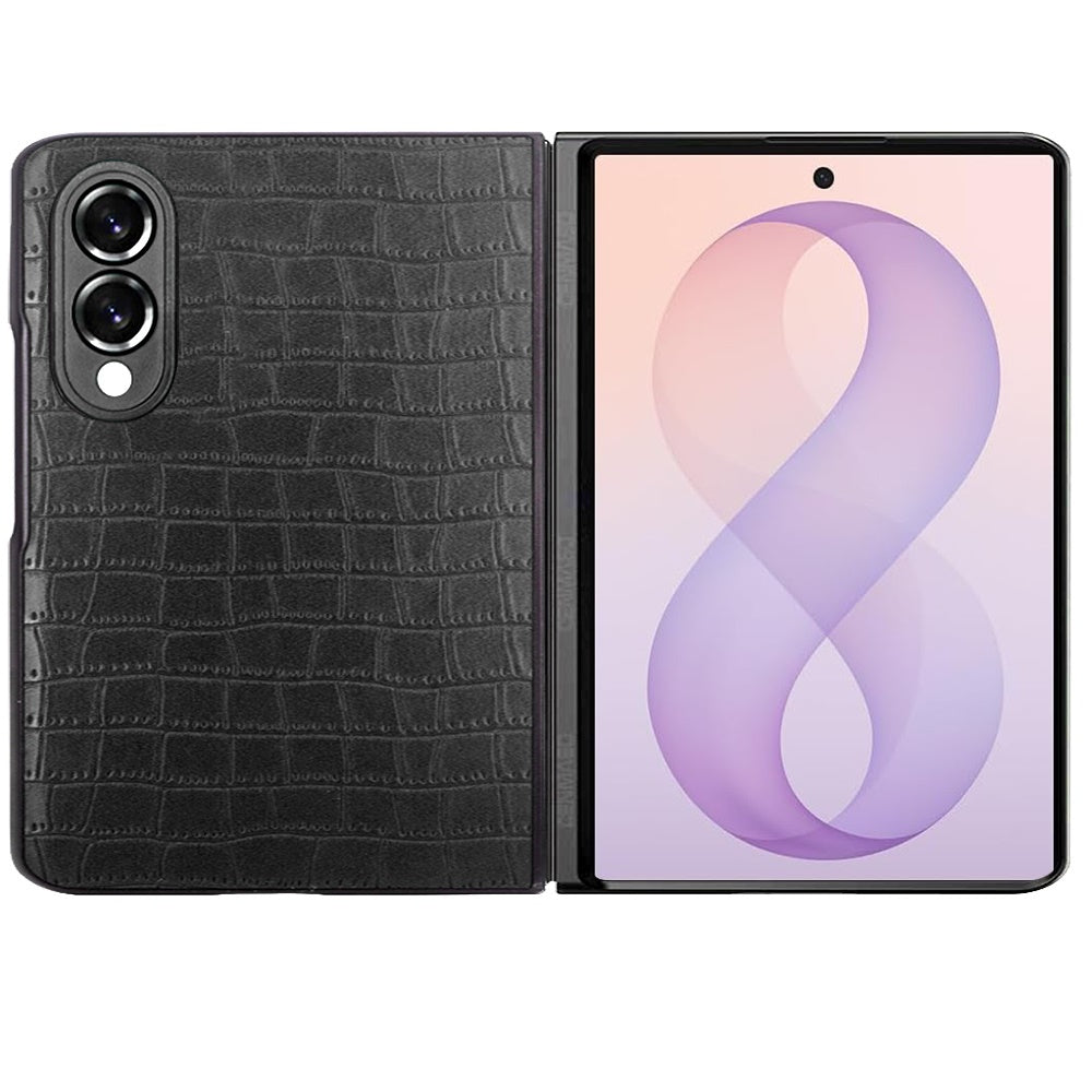 Phone Case for Samsung Galaxy Z Fold 8 Premium PU Vegan Leather Hard Shell Snap On Slim Fit Hybrid Protective Reinforced Rugged Skin Design Cover