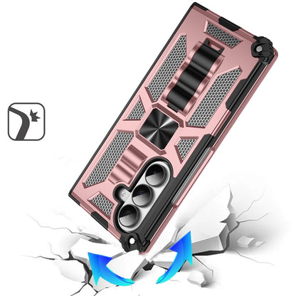 Phone Case for Samsung Galaxy Z Fold 7 Built in Magnetic Hiden Kickstand Shockproof Rugged Armor Grip Hybrid Heavy Duty Anti Slip Protective Style Cover Rose Gold