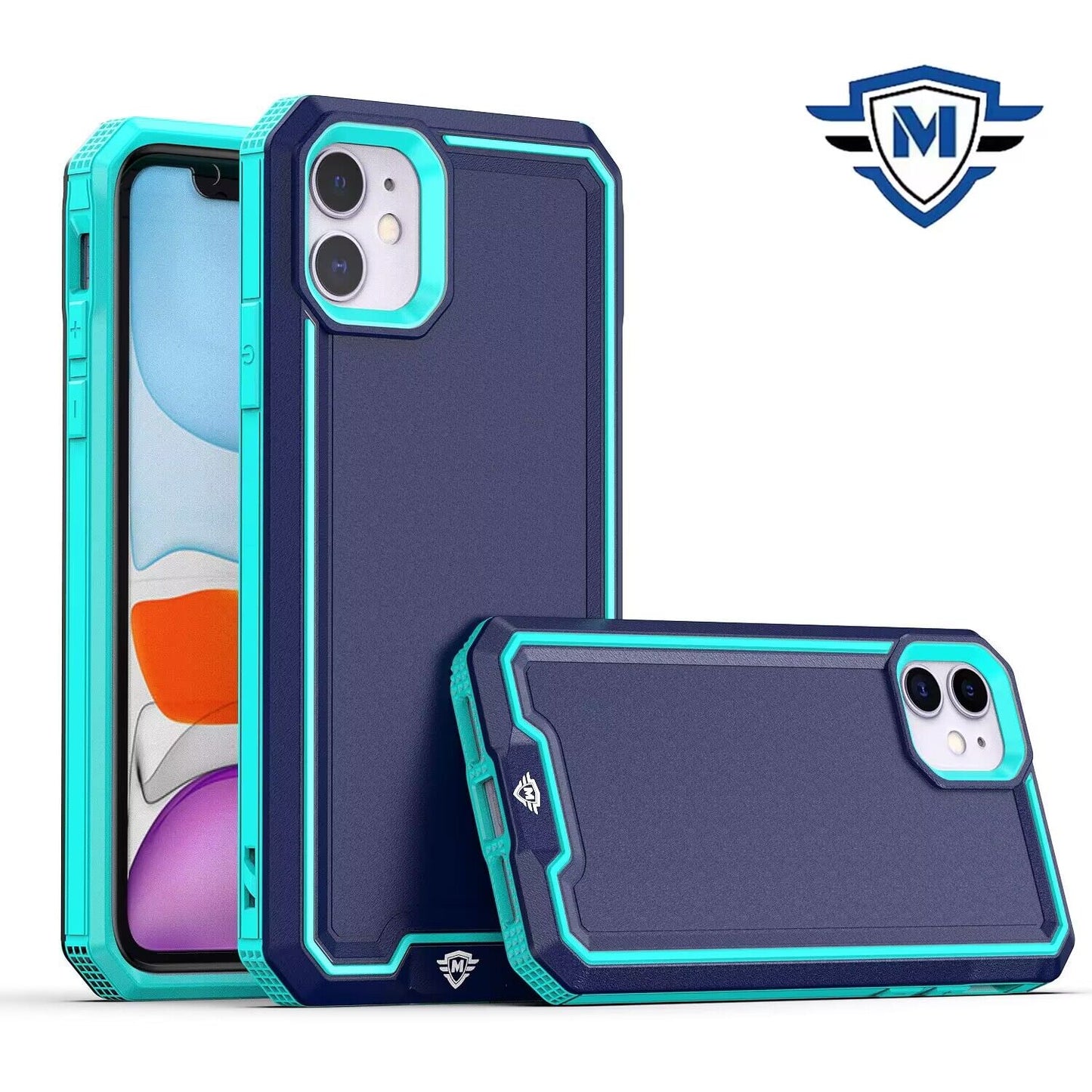 For iPhone 12 / iPhone 12 Pro (6.1") Premium Fused Hybrid Tough Strong Hard PC TPU Rubber Shockproof Drop Protection Impact Case Cover Blue