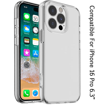 Phone Case for AppleiPhone 16 Pro Shockproof Thick 3mm Clear Heavy Duty Drop Resistant TPU Reinforced Corner Protective Transparent Durable Cover Clear