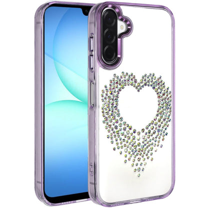 For Samsung Galaxy S25 Fan Edition /Galaxy S25 FE Angel Hearts Bling Glitter Diamond Hybrid TPU Cover, Colorful Frame Shockproof Protective Back Case Cover Purple