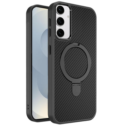 For Samsung Galaxy S26 Hybrid Carbon Fiber Design with MagSafe Compatible [Magnetic Circle], Ring Stand Shockproof Slim TPU Case Cover
