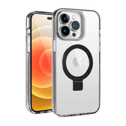 For Samsung Galaxy S22 5G Transparent Magnetic Ring Circle Stand with MagSafe Compatible Hybrid Dotted Edged Hard PC Shockproof Case Cover