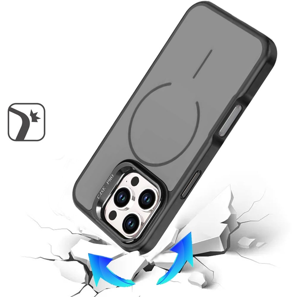 For iPhone 16 Pro Max (6.9") Magnetic Matte Metal Camera Stand Hybrid Drop Protection Durable Shockproof Slim Fit Design Protector Cosmic Orange